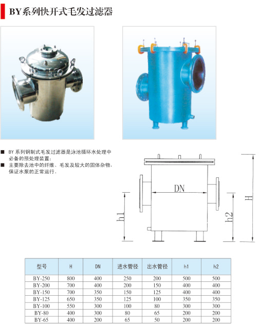 BY系列快开式毛发过滤器